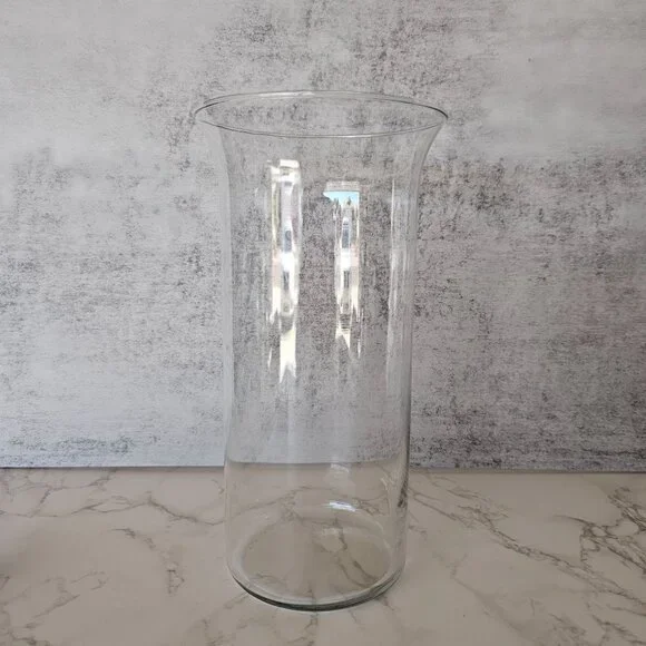 Hand Blown Glass Cylinder Vase Candle Holder Flared‎ Rim - Picture 2 of 7